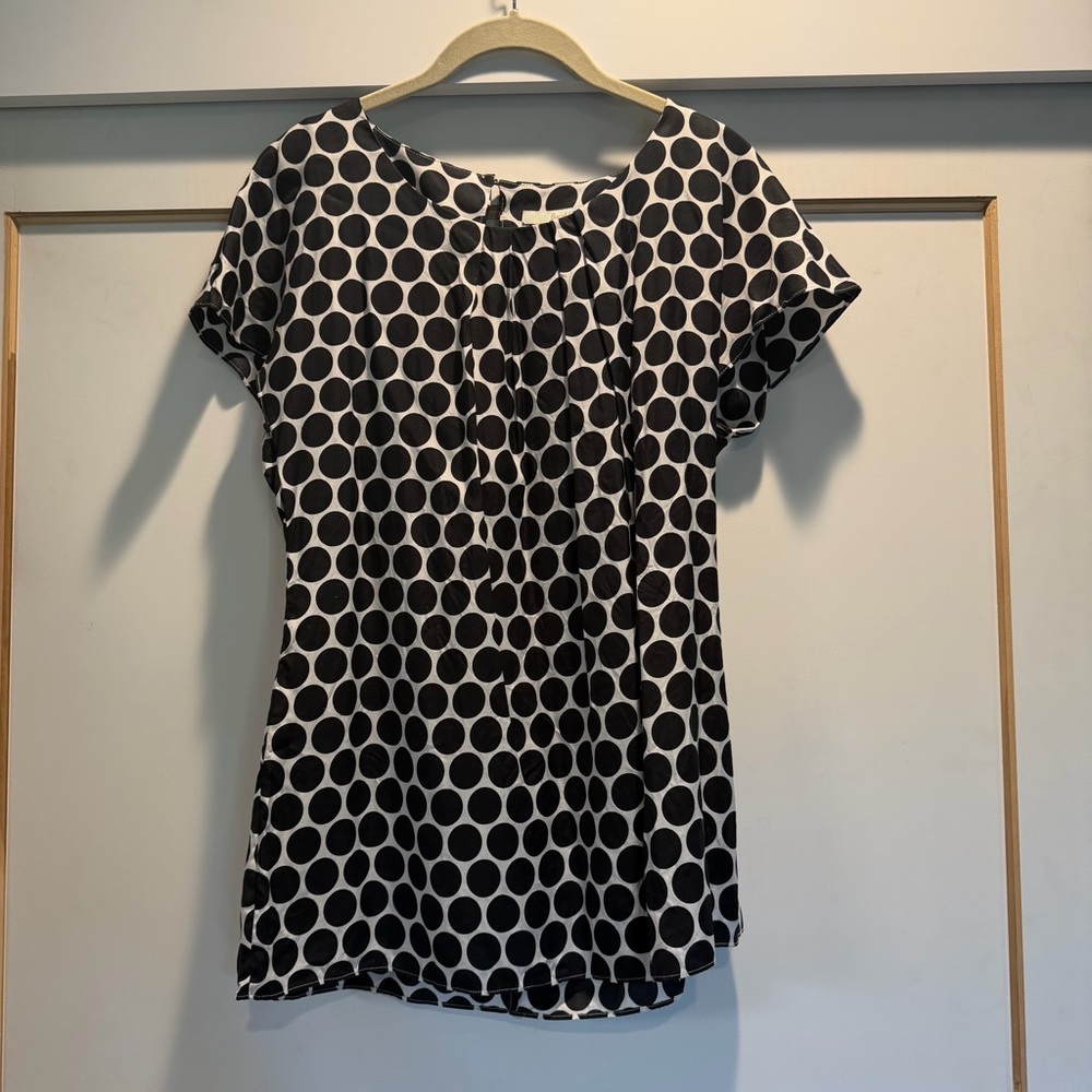 Boden Black & White Polka Dot Short Sleeve Blouse